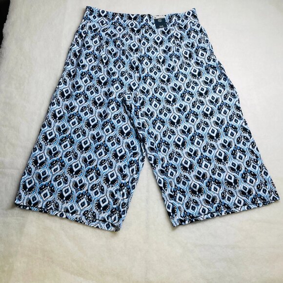 NWT M&S Collection Womens Blue High Rise Stretch Wide Leg Cropped Pants Size 20 - Picture 1 of 10